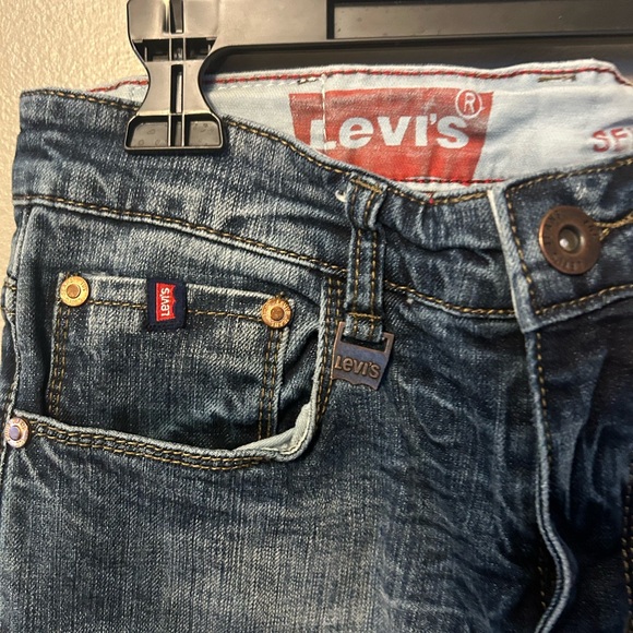 Levi’s jeans - selvedge denim medium blue factory faded/distressed 501 - Picture 5 of 14